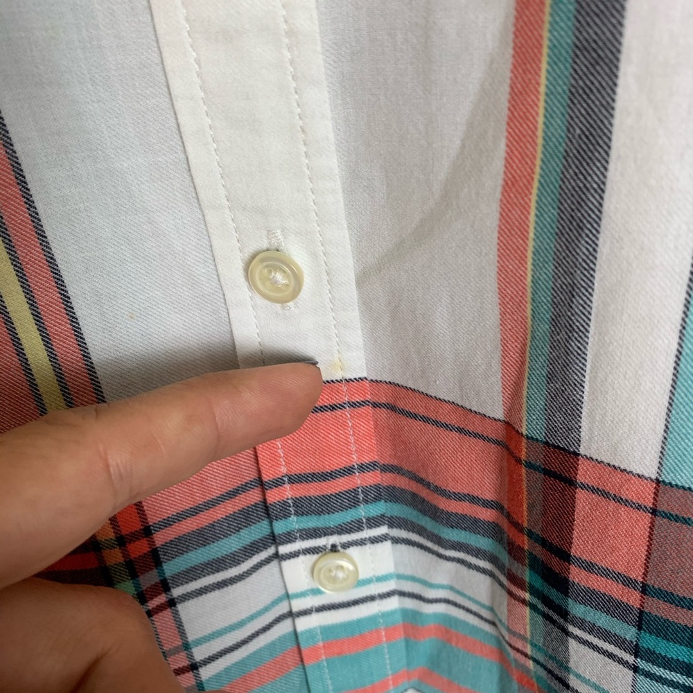 Talbots Turquoise Plaid Button Up Blouse Petite - Picture 5 of 7